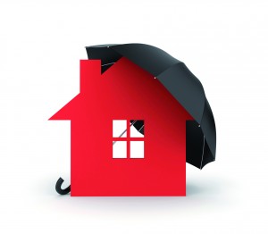 Umbrella and house symbol